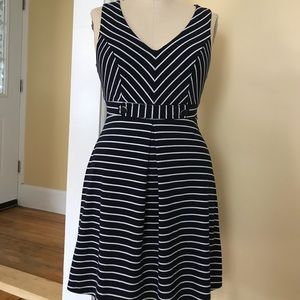Navy blue sailor inspired striped dress